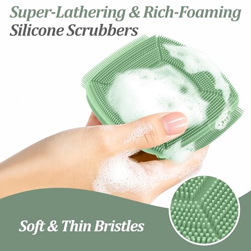 Upgrade Silicone Face Scrubber 2PCS, Soft Facial Cleansing Brush with Unique Side-Bristle Design, Manual Face Brush with Finger-Grip Handle for Gentle Exfoliating & Deep Cleansing(4 Mix Color) - color: 4 Mix Color