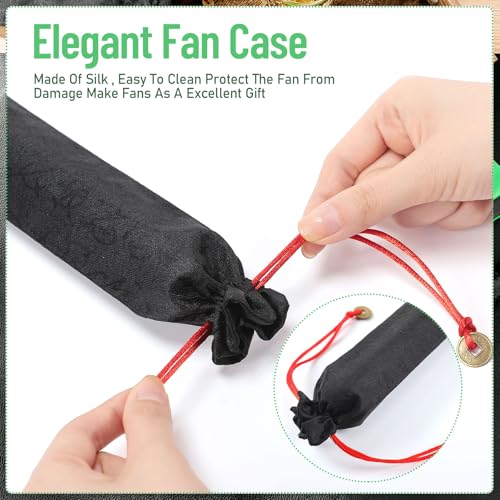 Maitys 2 Packs Large Folding Hand Fans, 13'', White and Green - color: White and Green
