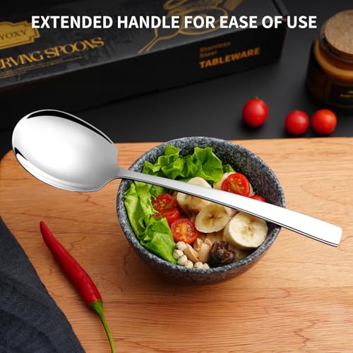 8 Piece Stainless Steel Serving Spoons Set - 8 Large Spoons, 9.2-Inch, Dishwasher Safe, for Parties/Kitchen/Buffet/Catering - color: Silver, size: LARGE 8 PCS C