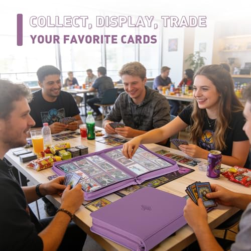 Trading Card Binder 9 Pocket, 360 Pockets Card Collection Binder - color: Purple