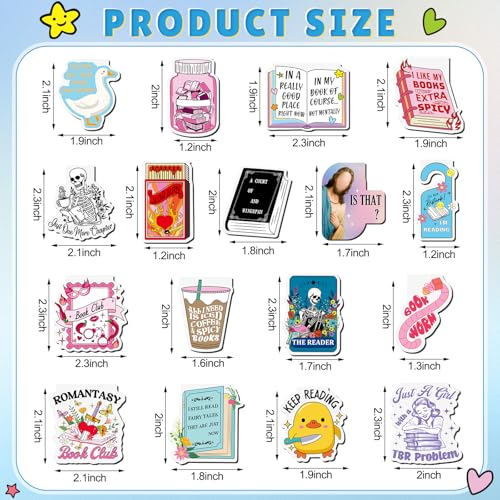 Skyygemm 18 Pcs Funny Magnetic Bookmarks Magnet Bookmarks Fun Cute for Reading Bookworm Booklover Women Work Adults Travel School Teacher Office Supplies Gifts