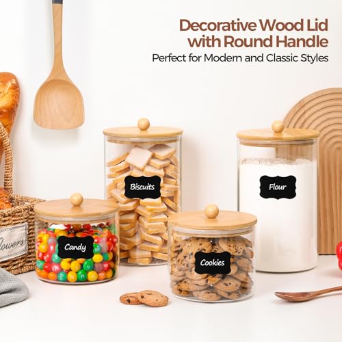 ComSaf Glass Storage Jars with Bamboo Lids 3.9 Qt 2 Pack Large Pantry Round - color: 3.9Qt/1Gallon-Round-2Pack