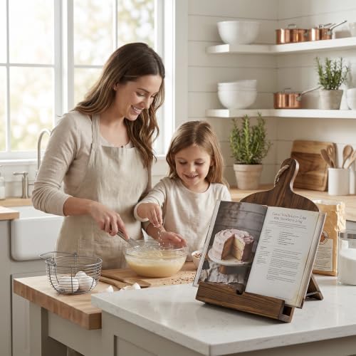 MyGift Cookbook Stand Recipe Book Holder Brown Wood Cutting Board Design - color: Brown