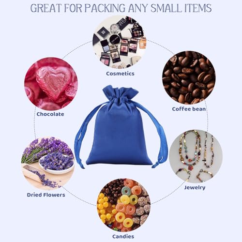 30Pcs Small Satin Gift Bags, 3x4 Blue Cloth Drawstring Pouch - color: Blue, size: 3×4 in