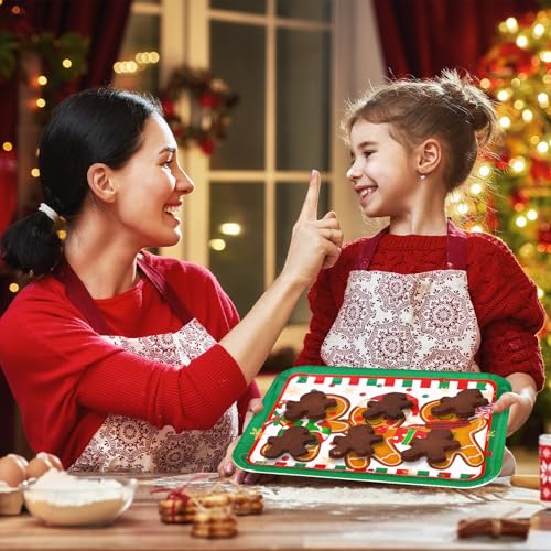 JarThenaAMCS 3Pcs Christmas Serving Trays Reusable Serving Dishes Red Green Gingerbread Man Platter for Xmas Party Sharing Snacks Fruits Dessert, 13 x 10 Inch - style: Gingerbread Man