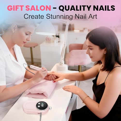 Electric Nail Drill 50000RPM, Professional Nail File Machine - color: Pastel Pink