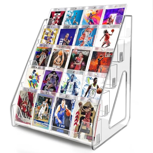 5 Tier Acrylic Card Display Stand，Baseball Basketball Trading Card Display Stand for PSA/ BGS /SGC Slabs, Snap-On Assembly