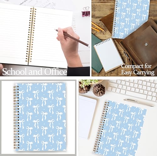 GDJIEGBC Blue Girly Coquette Bow Notebook 5.5x8.3in - color: Color-C