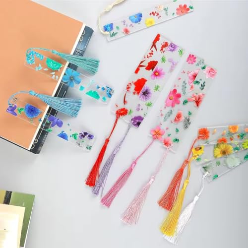8 Pcs Clear Floral Bookmarks, Elegant Book Accessories Gift Set