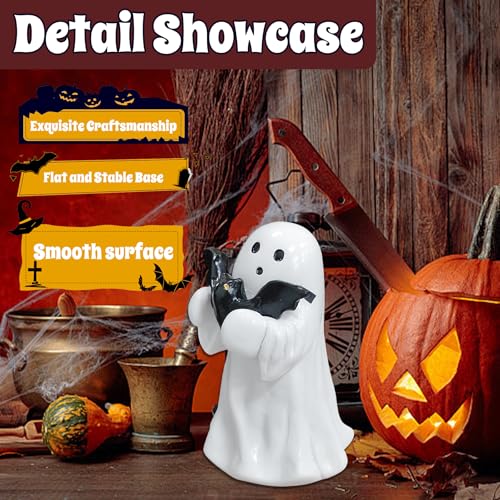 White Decorative Halloween Ghost Figurine (White Hugging the Ghost of a bat) - color: White Hugging the Ghost of a Bat