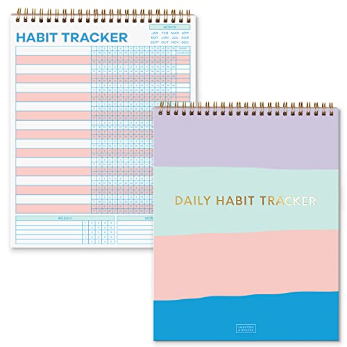 S&O Striped Habit Tracker Calendar - 24 Month Daily task Journal - Undated Routine Planner with Personalized Goal Chart for Health, Fitness & Finance - Weekly Chore Chart for Adults