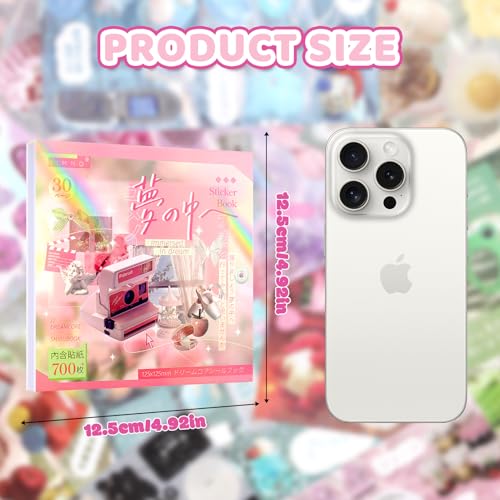 Tmtains 30 Sheets Japanese Sticker Book for Scrapbook 700+Pcs Heisei Retro Korean Sticker for Journaling Pink Aesthetic Stickers Book for Adults DIY Craft Scrapbooking Junk Supplies (Dive into Dreams) - color: Ap-pink