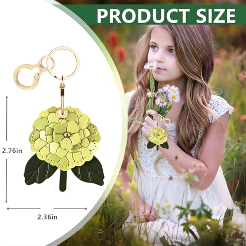 BORKUANA PU Leather Keychain holder Protective Case Compatible with AirTag - color: Hydrangea a