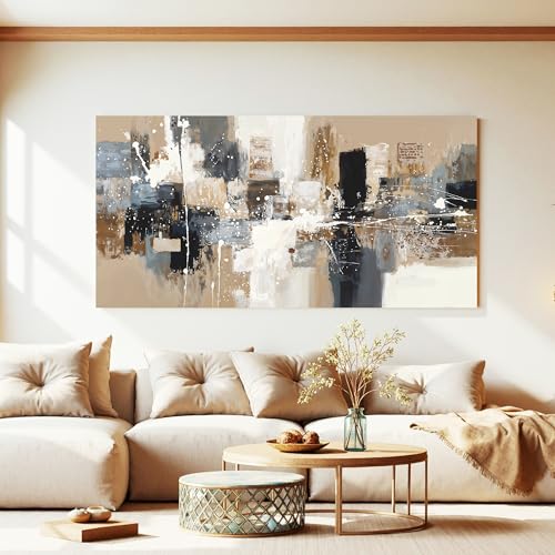 Modern Abstract Brown Canvas Wall Art Decor Prints For Living Room 24"×48" - color: LAI-12F, size: 48"L x 24"W