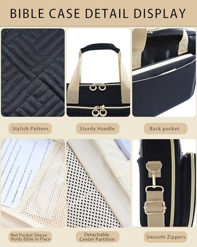 Bible Cover for Women Journaling Kit, Bible Study Case & Christian - Black