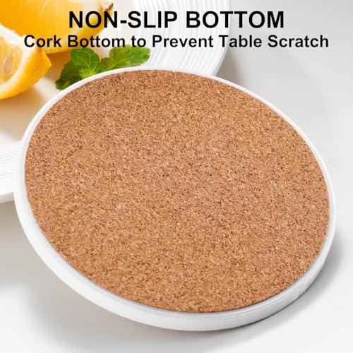 Baalaka Coasters Set of 6 with Holder, 4 in Absorbent Ceramic Boho Mats