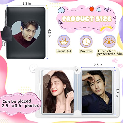3 Inch Kpop Photocard Holder Book, Mini Photo Kpop Album Kpop Photocard Binder, Love Heart Hollow Kpop Photocard Binder Collector Book 32 Pockets Portable Photo Card Holder with Love Heart Pendant - color: Black