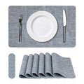 NCUE Vinyl Placemats Set of 6, 17"x12" Wipeable Place Mats with Coasters - color: Light Blue, size: Set of 6