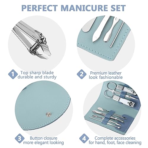 12 Set Mini Manicure Bulk, 7 in 1 Nail Clipper, Dark Blue - color: Dark Blue