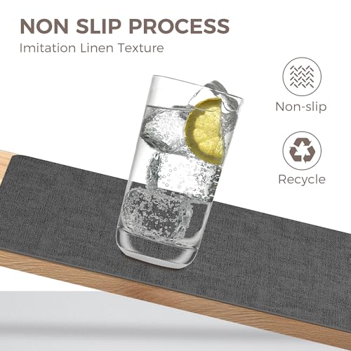 NCUE Vinyl Placemats Set of 6, 17"x12" Wipeable Place Mats with Coasters - color: Black, size: Set of 6