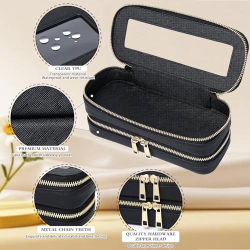 Pinkmik Double Layer Makeup Bag, Black, Double SLIM - color: B3/Black, size: 2-Layer SLIM