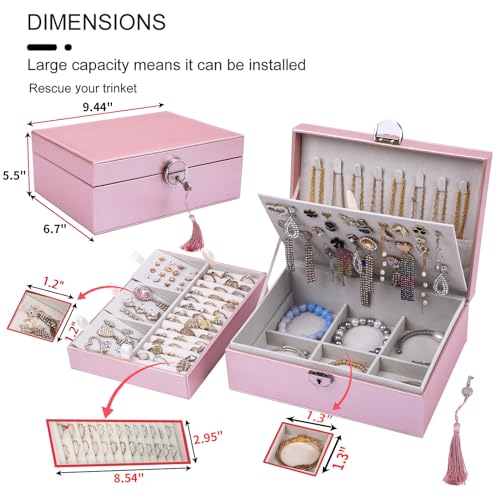 BOOVO Large Jewelry Boxes For Women (Rose Gold, 4 layer) - color: Rose Gold, size: 4 layer