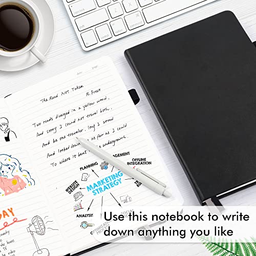 12 Pack Notebooks Journals Bulk with 12 Black Pens, Feela A5 Hardcover Notebook Classic Ruled Journal Set with Pen Holder for School Business Work Travel Writing, 120 GSM, 5.1”x8.3”, Black - color: 12 Pack black