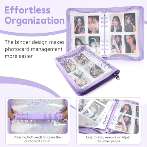 A5 Photocard Binder Holder Photo Card Storage Book 320 Pocket,Purple - color: purple