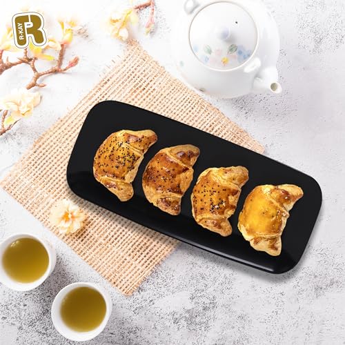 R-kay 4 Pack Black Plastic Serving Tray for Party - Black Serving Tray 10 x 5.5 Inch - Dessert Trays for Food - Party Serving Trays for Entertaining - Premium Party Trays - color: Black, size: 10 Inch