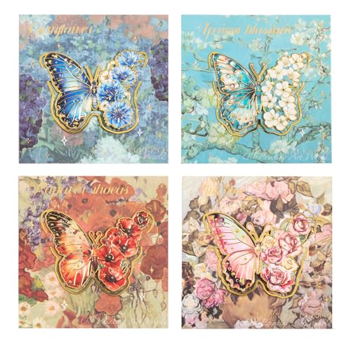 4 PCS Metal Butterfly Bookmarks, Golden Clips Bookmark Monet Oil Painting Theme Book Mark Bookmarks for Book Lovers Women Teens Writers Readers Children - color: Clip Design 2