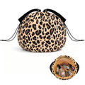 Funny Leopard Drawstring Makeup Bag, Travel Toiletry Cosmetic Organizer - color: C-LeopardPrint