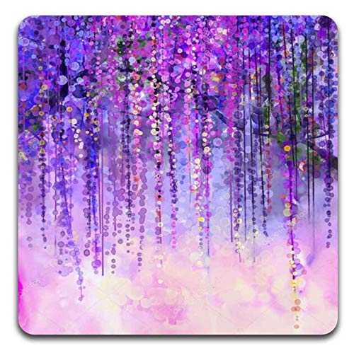 Colorful Watercolor Flowers Square Coaster Set of 4-Made of Recycled Rubber - color: Colorful Watercolor Flowers