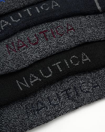 Nautica Mens Crew Socks 5 Pack Moisture Wicking Athletic Work & Dress Socks - color: Black/Gray