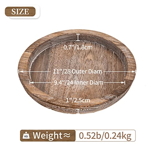 Hanobe Wooden Tray for Coffee Table, Decorative Round Candle Holder Plate - color: Distressed