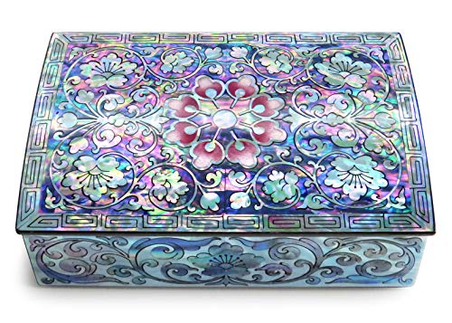 MADDesign Mother of Pearl Trinket Jewelry Box Keepsake Pink Floral
