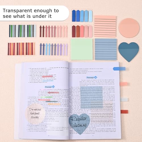 1450 Sheets Transparent Sticky Notes, 3 x 3 inch Aesthetic Clear Lined Sticky Notes with Pen, Gradient Color Waterproof Self-Adhesive Annotation Tabs for Bible Journaling (Red Series) - color: Red Series