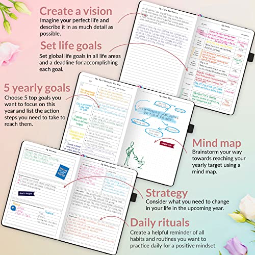 GoGirl Planner for Women, Undated Weekly Agenda Journal, Black - color: Black, size: A5 (5.8'' x 8.3'')