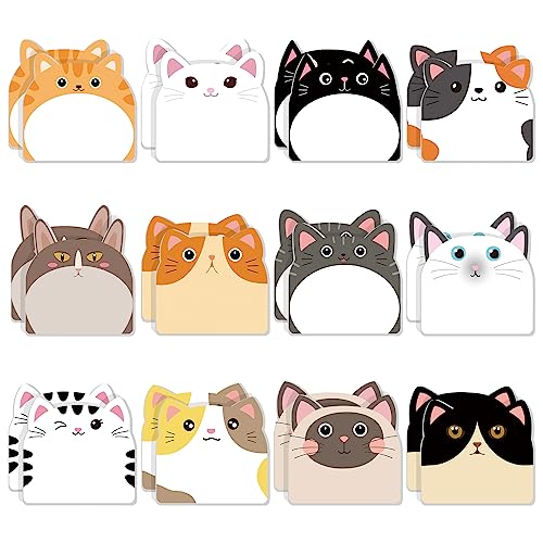 Yinder 24 Pads Cute Cat Sticky Notes Kawaii Animal Sticky Notes Pads Bulk - color: Multicolor, size: Cats