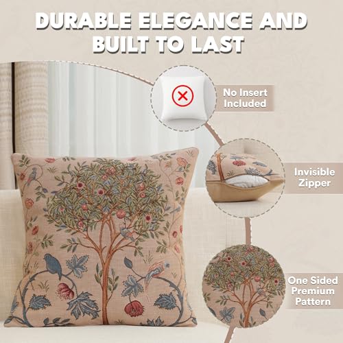 William Morris Kelmscott Tree Beige Tapestry Throw Pillow Cover 19 x 19 in - color: Kelmscott Tree Beige, size: 19" x 19" (Pack of 1)