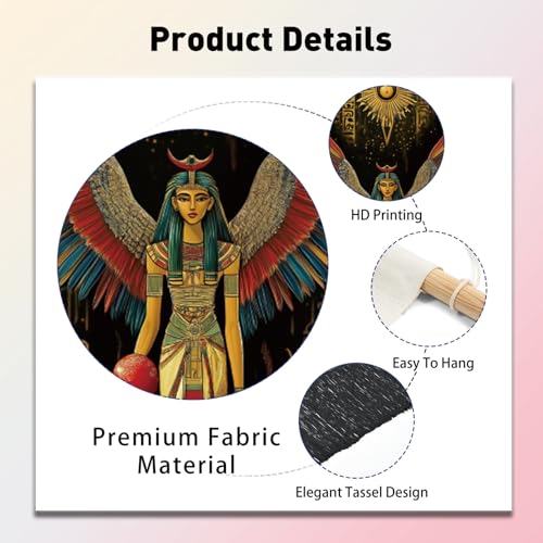 PLIGREAT 2 Pack Egyptian Tapestry with Tassels, Ancient Egypt Goddess Art Wall Hanging Vertical Narrow Egypt Civilization Home Wall Tapestry for Bedroom Living Room, 52" x 13" - color: yellow,brown