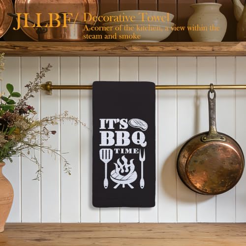 Funny Grilling BBQ Hand Towels for Kitchen - color: Bbq Time
