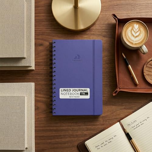 Nextnoid A5 Lined Spiral Notebook - 170 Pages, College Ruled, Violet Purple - color: j-Violet Purple