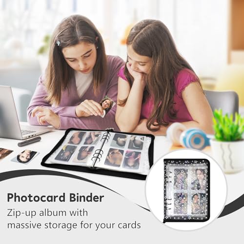 A5 Photocard Binder Holder Photo Card Storage Book 320 Pocket, Black - color: Black