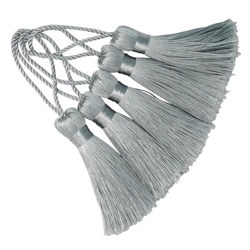 20Pcs 4.3 Inch Silky Mini Craft Tassels for Earrings, Souvenir(Dark Grey) - color: Dark Grey