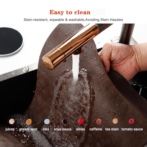 Brown Vinyl Placemats Set of 6 Waterproof Wipeable Table Mats - color: Brown
