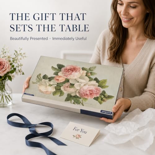 Pimpernel Antique Roses Placemats - Beige, Set of 4 - size: 15.7" x 11.7" Rectangular, style: Antique Roses