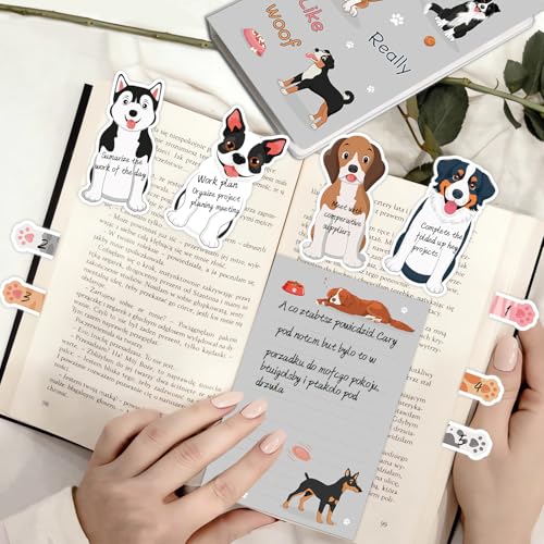 Dog Sticky Notes Set, 420 Sheets Cute Cartoon Animal Dogs Self-Stick Notes Pads Dogs Themed Memo Pads Dog Paw Page Markers Sticky Index Tabs for Home Office School Supplies - style: Dog