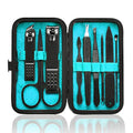 HANTEKAS Manicure Set 9 in 1 Stainless Steel, Nail Clippers Scissors Pedicure Tools Kit - Portable Travel Grooming Kit for Men and Women with Leather Case (Blue-BIG Nail Clipper) - color: Blue-big Nail Clipper