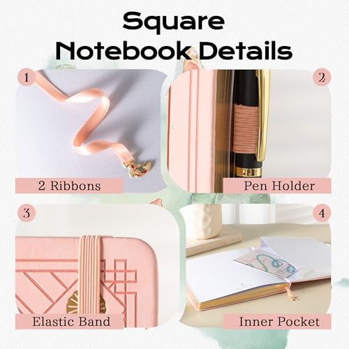 TIEFOSSI Dotted Square Journal Notebook 160 Pages for Women & Men(8 x 8) - color: Pink, size: Square-Dotted