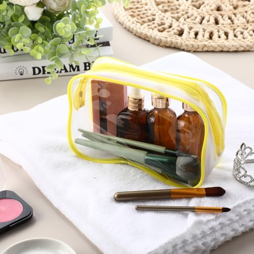 Weewooday 12 Pcs Clear Cosmetic Bags PVC Zipper,Medium,Yellow - color: Yellow, size: Medium